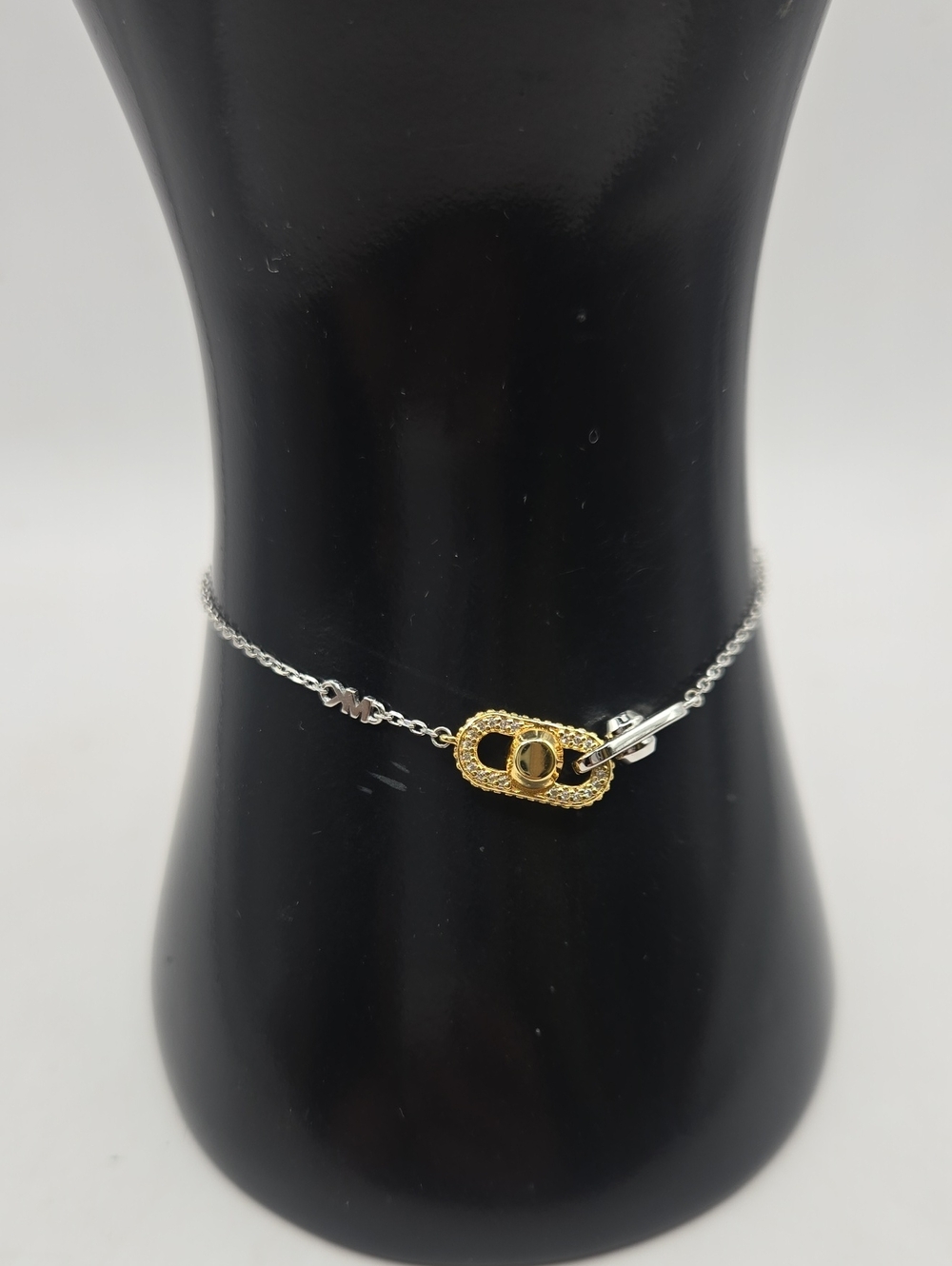 NEW Michael Kors Two-Tone Gold and Silver Link Safety Pin Bracelet